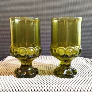 Set of 2 Vintage Tiffin Franciscan Madeira Citron Green Water Goblets.